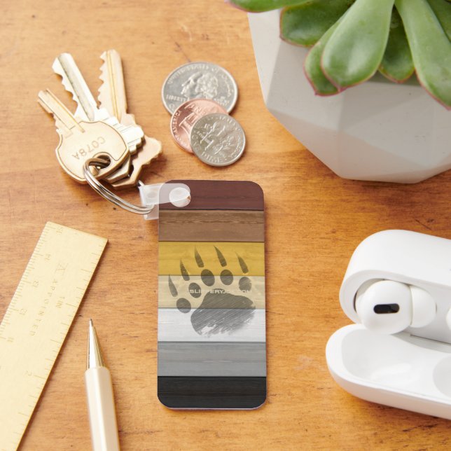 SlipperyJoe's Bear Pride flag wooden floor texture Keychain (Desk)