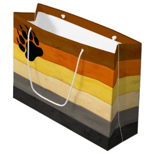 SlipperyJoe's Bear Pride flag wooden floor texture Large Gift Bag