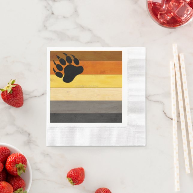 SlipperyJoe's Bear Pride flag wooden floor texture Napkin (Insitu)