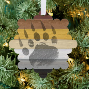 SlipperyJoe's Bear Pride flag wooden floor texture Ornament Card