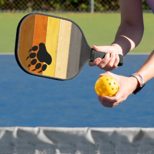 SlipperyJoe's Bear Pride flag wooden floor texture Pickleball Paddle
