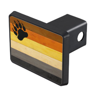 SlipperyJoe's Bear Pride flag wooden floor texture Trailer Hitch Cover