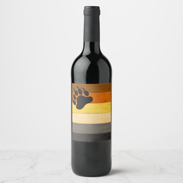 SlipperyJoe's Bear Pride flag wooden floor texture Wine Label (Front)