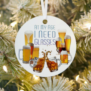 SlipperyJoe's beer glasses pilsner glasses steins Metal Ornament