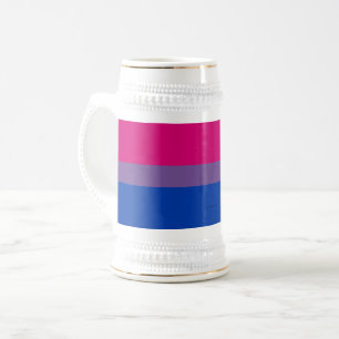 SlipperyJoe's Bisexual Pride Flag colours magenta Beer Stein