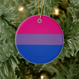 SlipperyJoe's Bisexual Pride Flag colours magenta Ceramic Ornament