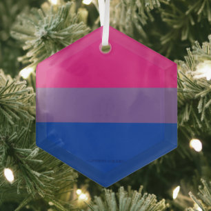 SlipperyJoe's Bisexual Pride Flag colours magenta Glass Ornament
