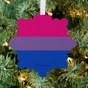 SlipperyJoe's Bisexual Pride Flag colours magenta  Ornament Card