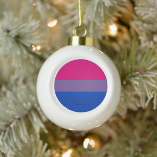 SlipperyJoe's Bisexual Pride Flag lavender-pink bl Ceramic Ball Christmas Ornament