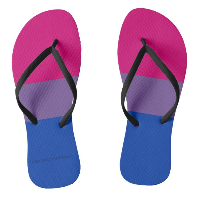 SlipperyJoe's Bisexual Pride Flag lavender-pink bl Flip Flops (Footbed)