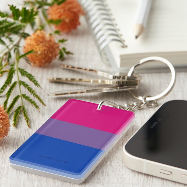 SlipperyJoe's Bisexual Pride Flag lavender-pink bl Keychain (Front Right)