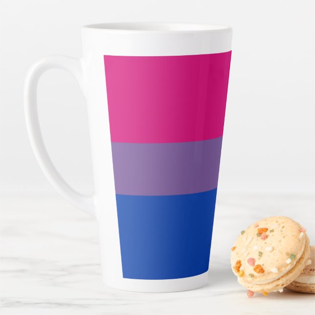 SlipperyJoe's Bisexual Pride Flag lavender-pink bl Latte Mug (In Situ)