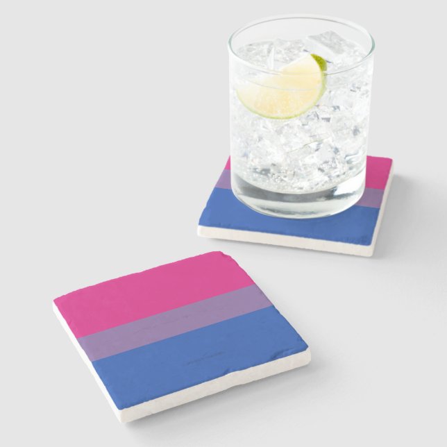 SlipperyJoe's Bisexual Pride Flag lavender-pink bl Stone Coaster (Side)