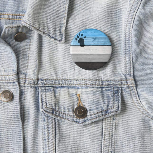 SlipperyJoe's black otter paw print hairy lean med 2 Inch Round Button (In Situ)