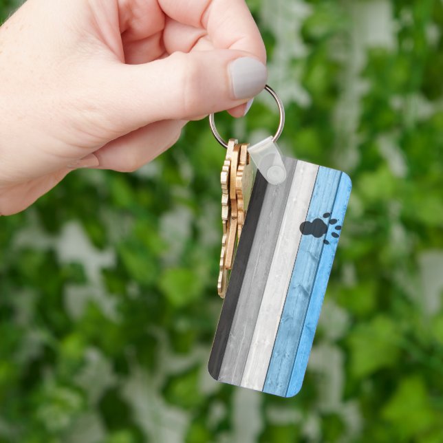 SlipperyJoe's black otter paw print hairy lean med Keychain (Hand)