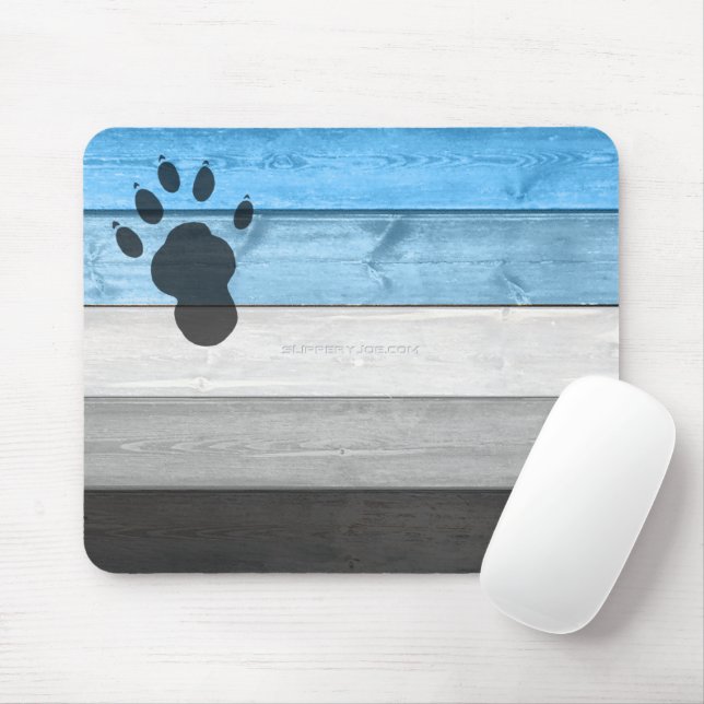 SlipperyJoe's black otter paw print hairy lean med Mouse Pad (With Mouse)