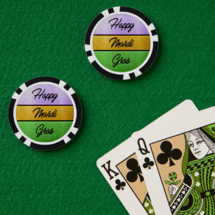 SlipperyJoe's bold Mardi Gras theme purple gold gr Poker Chips