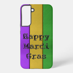 SlipperyJoe's bold Mardi Gras theme purple gold gr Samsung Galaxy Case
