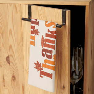 SlipperyJoe's bright festive Thanksgiving graphic  Kitchen Towel