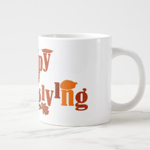 SlipperyJoe's bright festive Thanksgiving graphic Large Coffee Mug