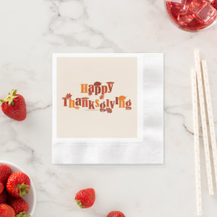 SlipperyJoe's bright festive Thanksgiving graphic Napkin