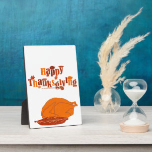 SlipperyJoe's bright festive Thanksgiving graphic Plaque