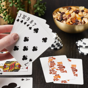 SlipperyJoe's bright festive Thanksgiving graphic  Playing Cards