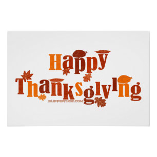 SlipperyJoe's bright festive Thanksgiving graphic Poster