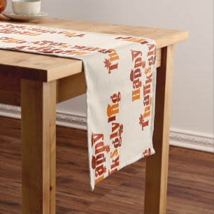 SlipperyJoe's bright festive Thanksgiving graphic Short Table Runner