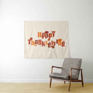 SlipperyJoe's bright festive Thanksgiving graphic Tapestry