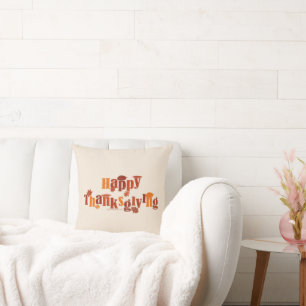 SlipperyJoe's bright festive Thanksgiving graphic Throw Pillow