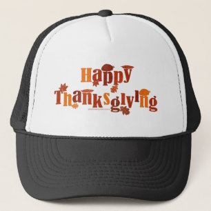 SlipperyJoe's bright festive Thanksgiving graphic Trucker Hat