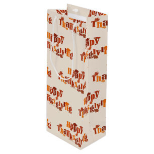 SlipperyJoe's bright festive Thanksgiving graphic  Wine Gift Bag