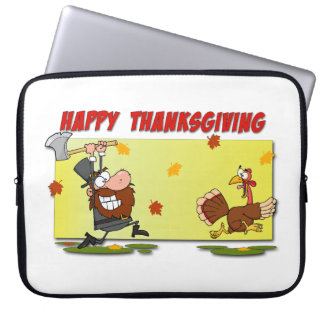 SlipperyJoe's bright playful Thanksgiving cartoon  Laptop Sleeve