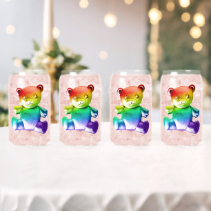 SlipperyJoe's brushed metal teddy bear smooth grad Can Glass