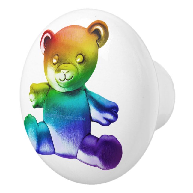 SlipperyJoe's brushed metal teddy bear smooth grad Ceramic Knob (Right)