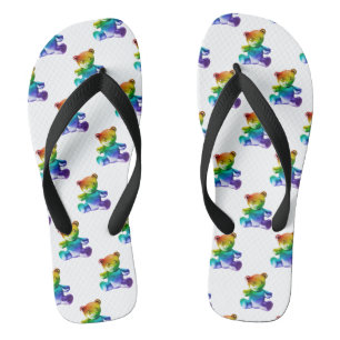 SlipperyJoe's brushed metal teddy bear smooth grad Flip Flops