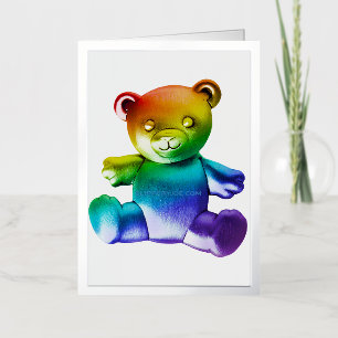 SlipperyJoe's brushed metal teddy bear smooth grad Foil Greeting Card
