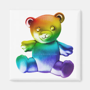SlipperyJoe's brushed metal teddy bear smooth grad Magnet