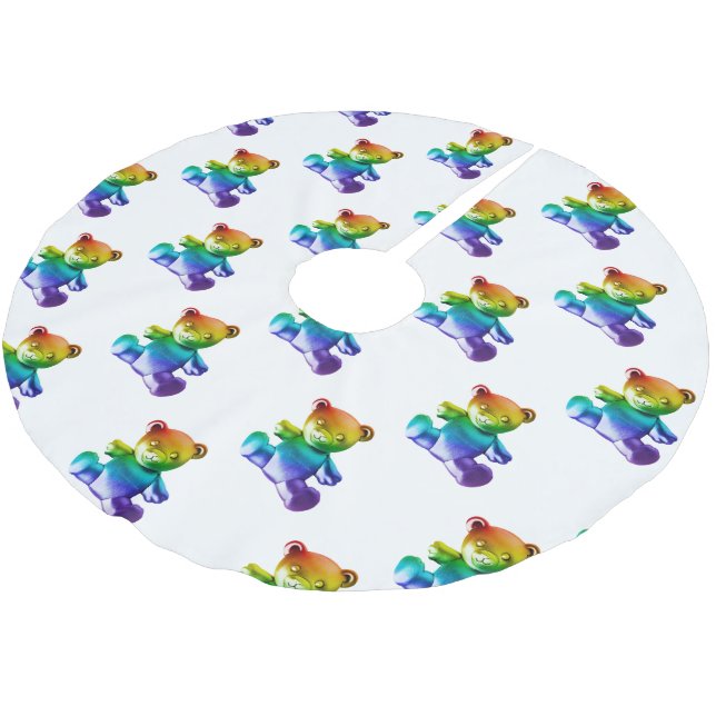 SlipperyJoe's brushed metal teddy bear smooth grad Polyester Tree Skirt (Angled)