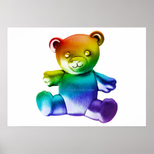 SlipperyJoe's brushed metal teddy bear smooth grad Poster