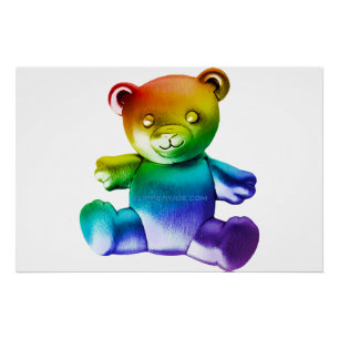 SlipperyJoe's brushed metal teddy bear smooth grad Poster