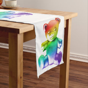 SlipperyJoe's brushed metal teddy bear smooth grad Short Table Runner