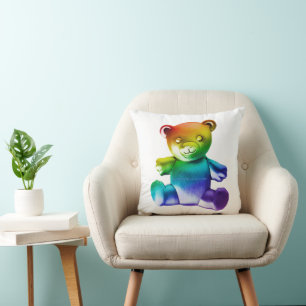SlipperyJoe's brushed metal teddy bear smooth grad Throw Pillow