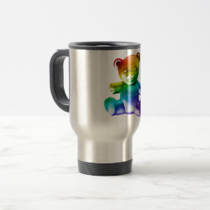 SlipperyJoe's brushed metal teddy bear smooth grad Travel Mug