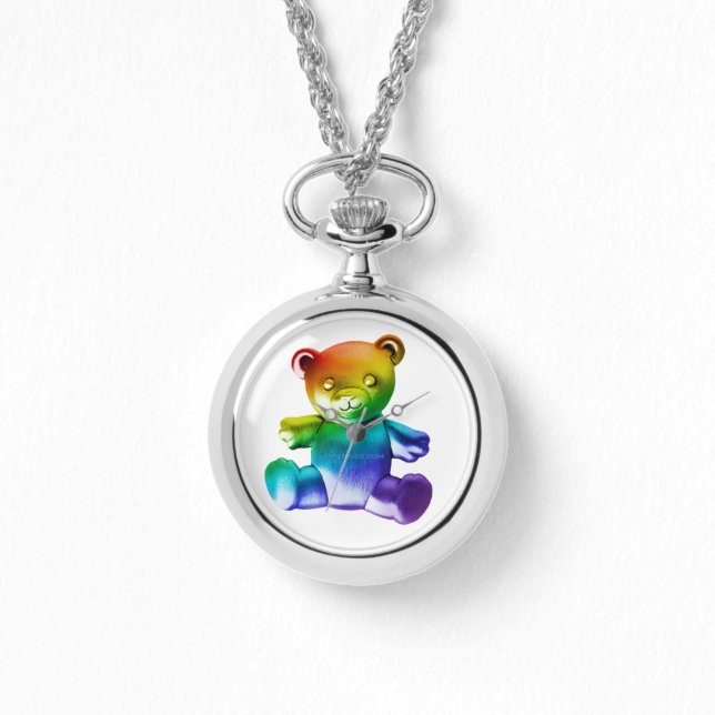 SlipperyJoe's brushed metal teddy bear smooth grad Watch (Front)