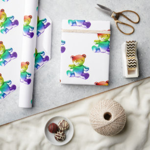 SlipperyJoe's brushed metal teddy bear smooth grad Wrapping Paper