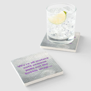 SlipperyJoe's Bubble Wrap popping funny saying pur Stone Coaster
