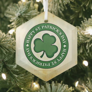 SlipperyJoe's celebrating Saint Patrick's Day Iris Glass Ornament