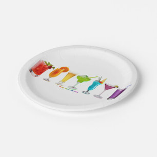 SlipperyJoe's Cheers alcohol cocktail pride neon c Paper Plate